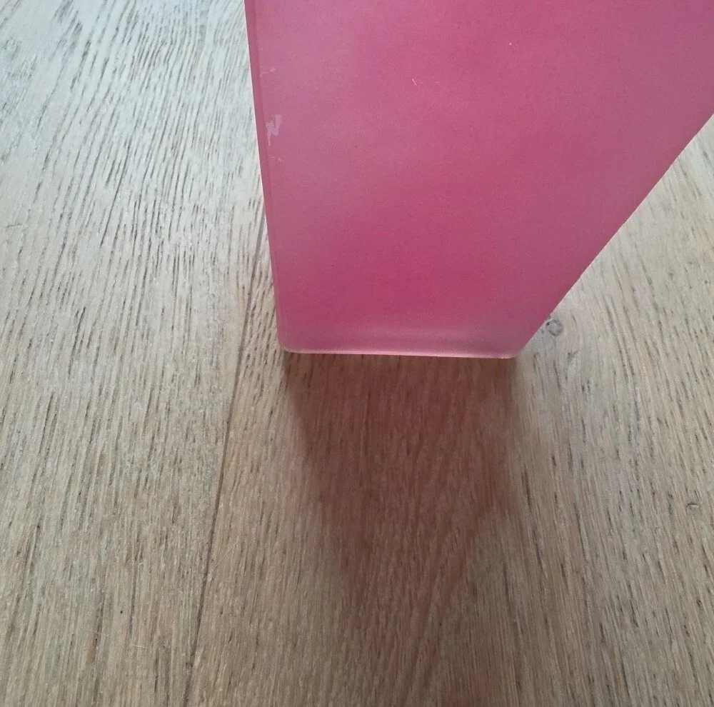 Pink Frosted Square Glass Vase